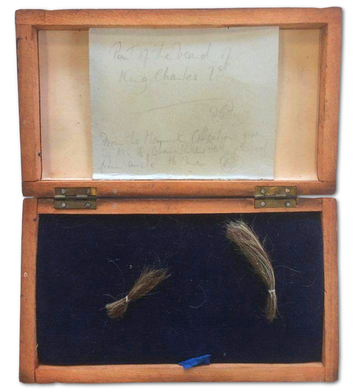 Two locks of hair from the beard of King Charles I, taken from his body during its famous exhumation in 1813 (Image: JustCollecting)