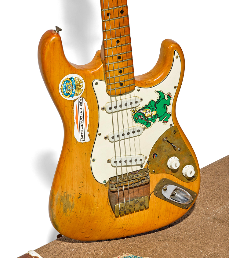 Jerry Garcia's 1957 Fender Stratocaster guitar, nicknamed 'Alligator', whcih sold at Bonhams for $524,075 (Image: Bonhams) 