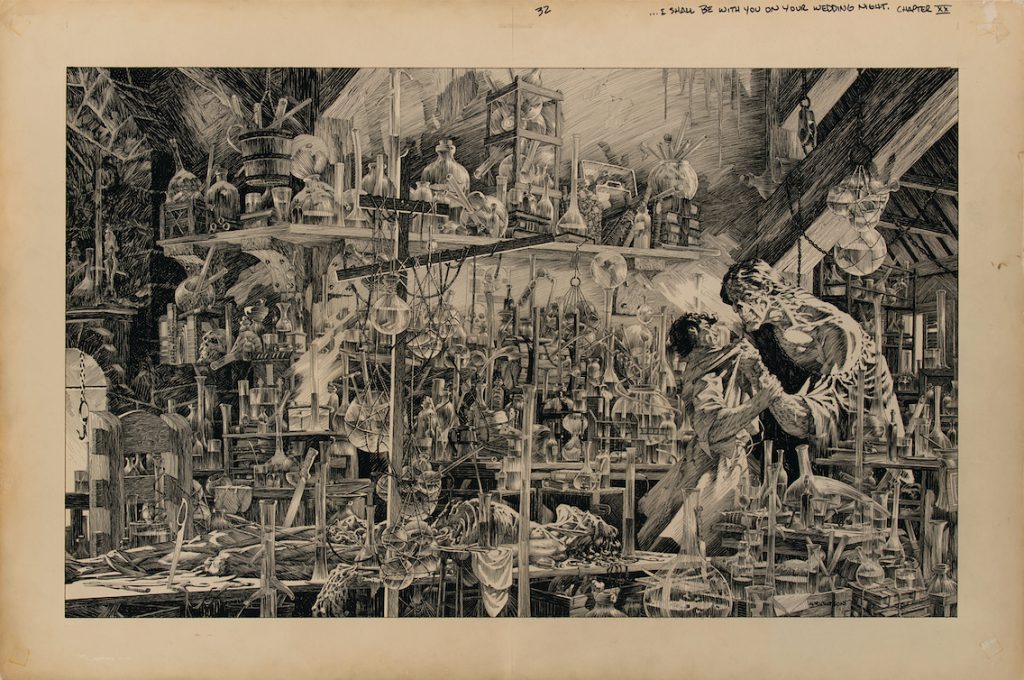  "...I shall be with you on your wedding night" by Bernie Wrightson, estimated at $750,000 - $1 million (Image: Profiles in History)