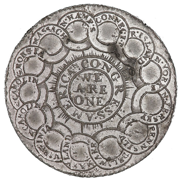 The second theory suggests the pewter coins were made in England after the Revolutionary War, as a comment on the newly-liberated country's 'worthless' currency (Image: PCGS)