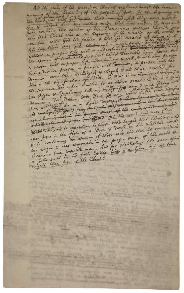 Isaac Newton's handwritten manuscript on the existence of God, circa 1710 (Image: Bonhams)