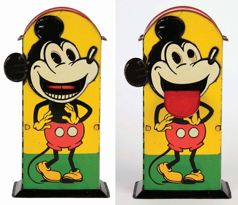 German tin-litho Walt Disney Mickey Mouse mechanical bank, estimated at $15,000 - $25,000 (Image: Morphy Auctions)