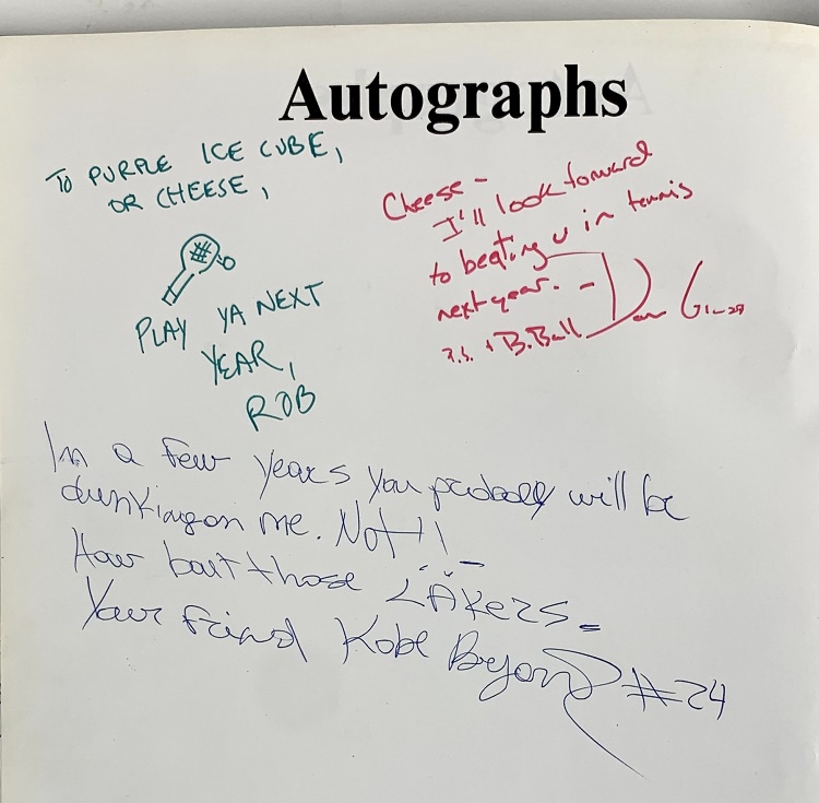 Kobe Bryant signed the yearbook "How 'bout those Lakers", four years before he signed for the team in the 1996 NBA Draft (Image: Iconic Auctions)