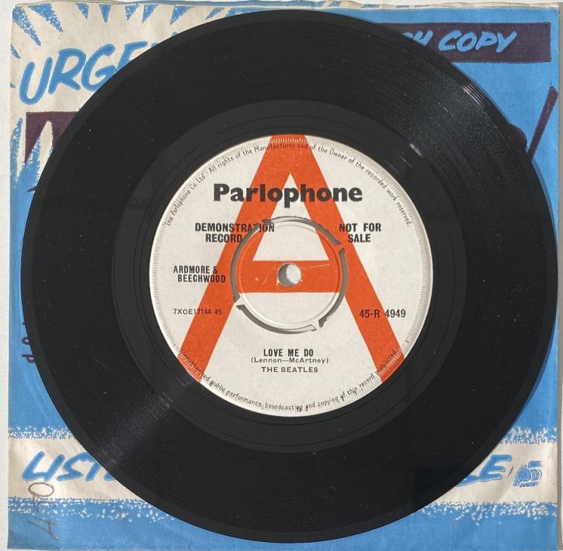 Just 250 demo copies of The Beatles' first single Love Me Do were pressed up by Manager Brian Epstein in 1962, to send to radio DJs, music journalists and concert promoters (Image: Omega Auctions)