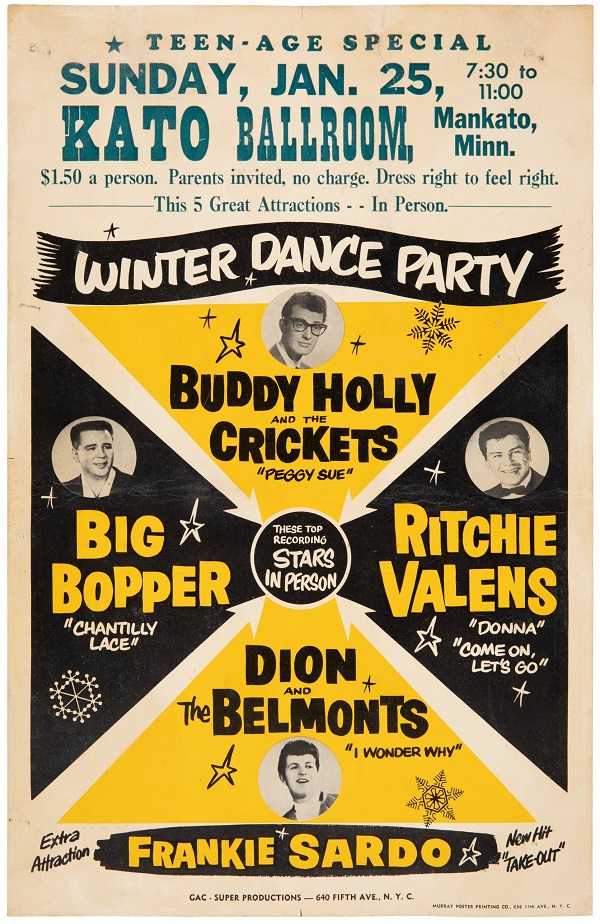 Just three original poster from the ill-fated 19559 Dance Party tour are known to exist, and none have ever been offered at public auction until now (Image: Heritage Auctions)