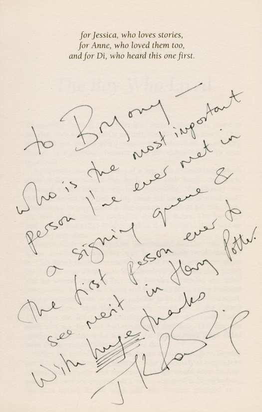 Bryony Evens' signed and inscribed first-edition copy of Harry Potter and the Philosopher's Stone (Image: Bonhams)