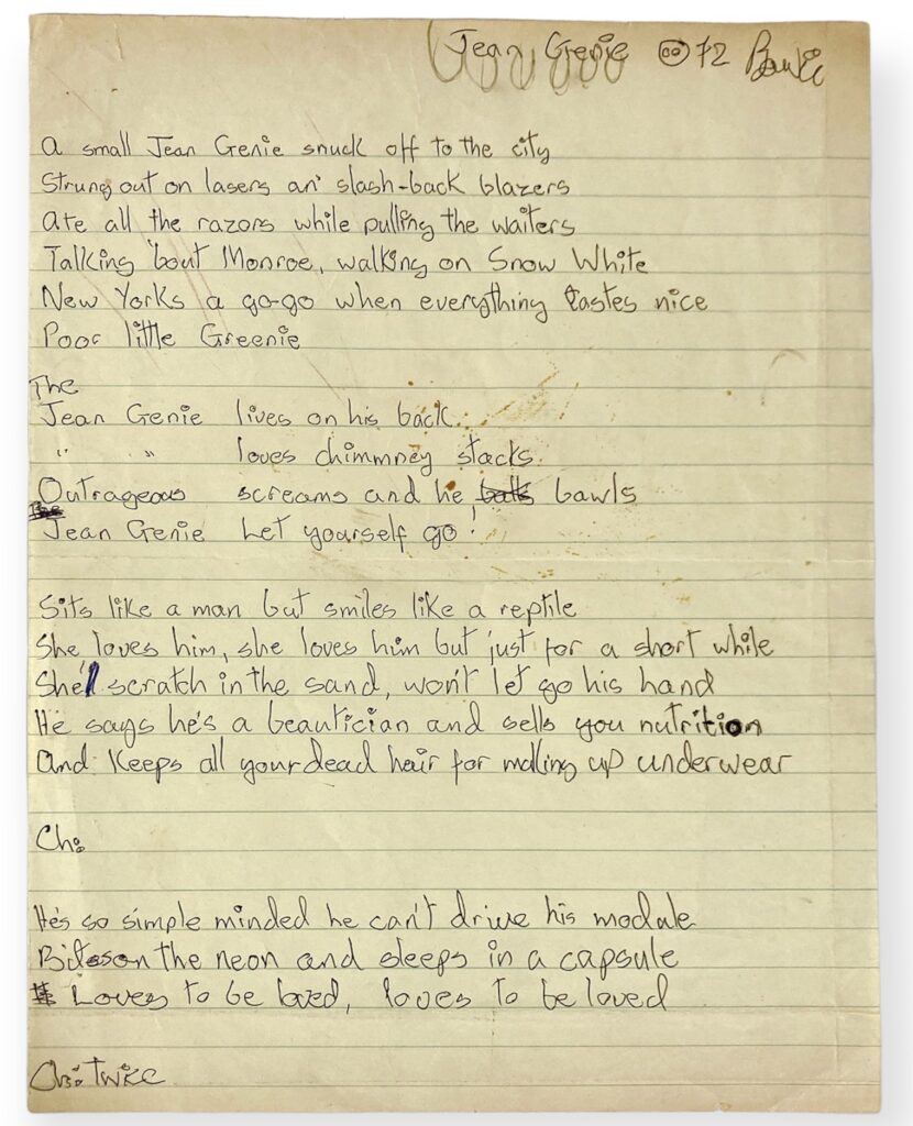 David Bowie Jean Genie lyrics