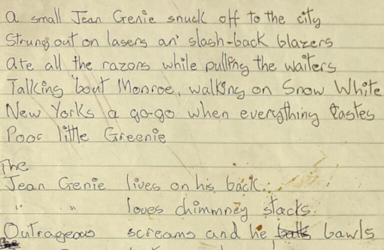 David Bowie’s Jean Genie lyrics auction for £57,000