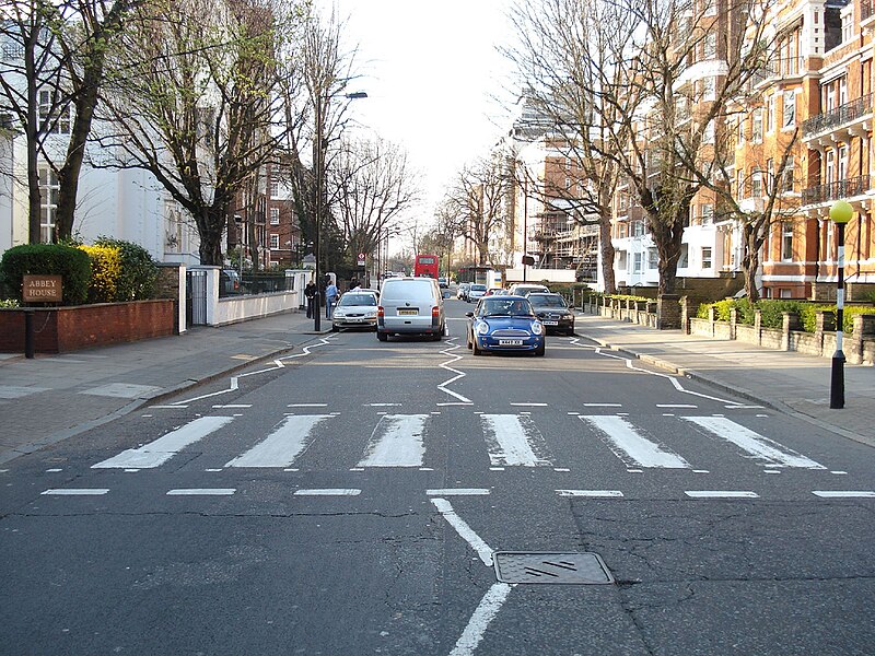 The zebra crossing in Abbey Road, where the Beatles recorded. 