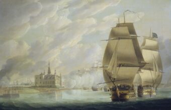 Nelson forcing the passage of the sound. A painting showing the 1801 Battle of Copenhagen.