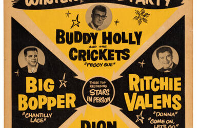A poster for Buddy Holly's concert just two days before the singer died in a plane crash at Clear Lake, Iowa.
