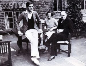 Winston Churchill with his children Randolph and Diana in 1924.