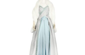 A gown worn by Claire Foy as Queen Elizabeth II in The Crown.