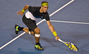 Rafael Nadal playing at the Australian Open in 2009.
