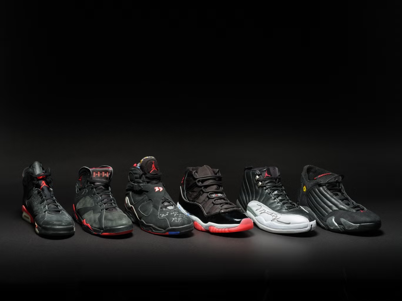 The Dynasty Collection of Michael Jordan's game-worn shoes.