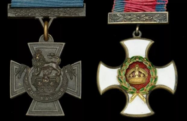 A Victoria Cross and Distinguished Service Order awarded to Lieutenant-Commander Edgar Christopher Cookson in 1915