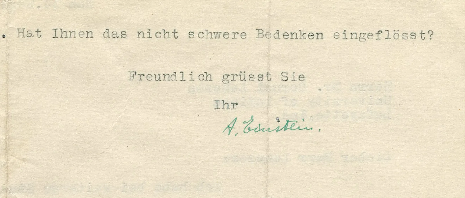 Albert Einstein's signature on a 1935 letter.
