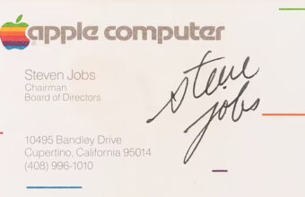 Signed business card of Apple founder Steve Jobs.
