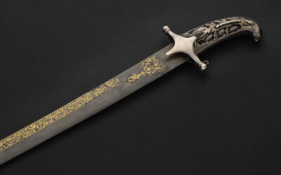 A fine Ottoman gold-inlaid watered-steel sword (kilij)