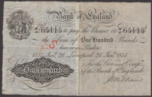 A £100 bank note from 1855