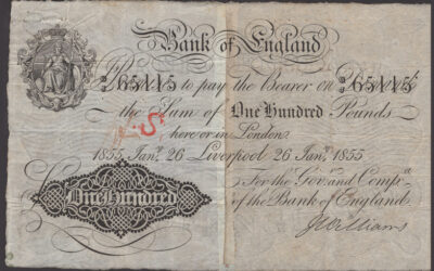 A £100 bank note from 1855