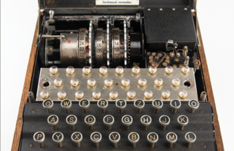 the keyboard of a World War II Enigma Machine