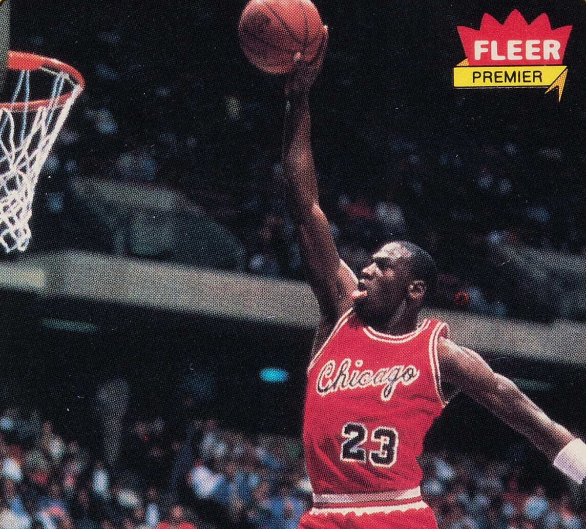 detail of a Michael Jordan Fleer card from 1986