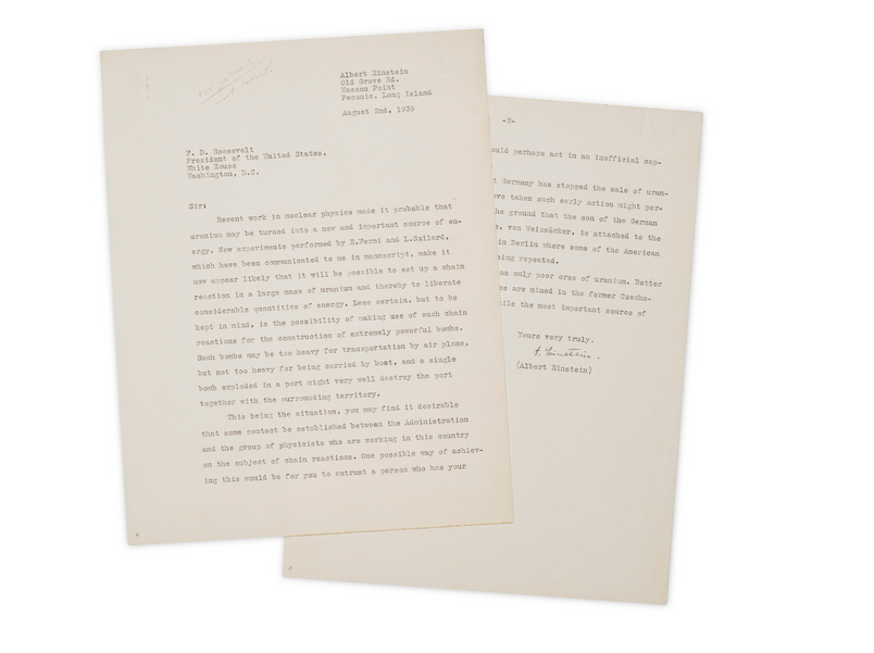 Albert Einstein letter to FDR warning of German nuclear research