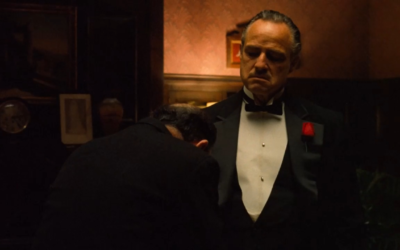 Marlon Brando in a tuxedo in the Godfather