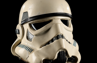 A sandtrooper helmet from Star Wars