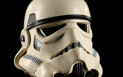 A sandtrooper helmet from Star Wars