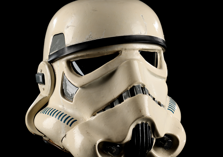 A sandtrooper helmet from Star Wars