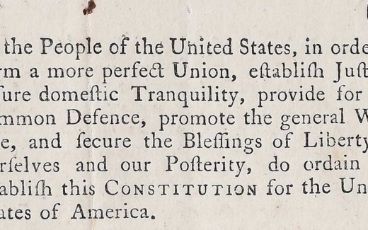 Detail of a copy of the Constitution sold at auction for $9 million