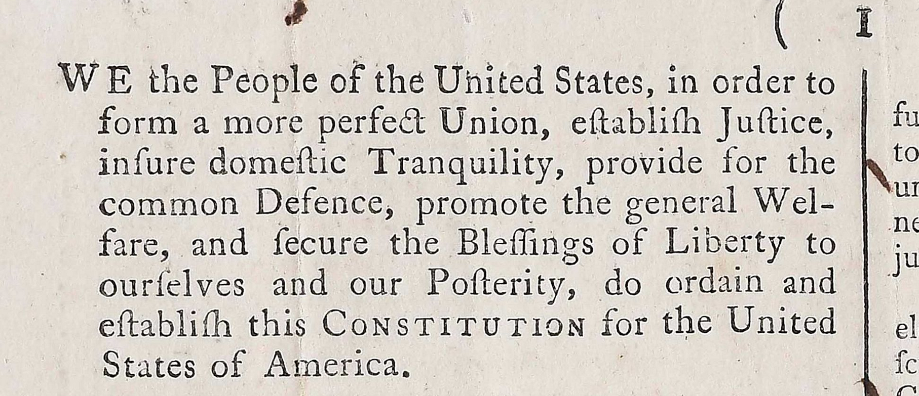 Detail of a copy of the Constitution sold at auction for $9 million