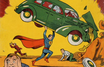 Detail showing Superman on Action Comics #1