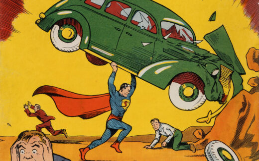 Detail showing Superman on Action Comics #1