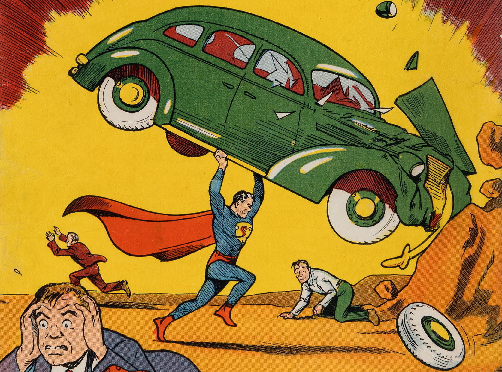 Detail showing Superman on Action Comics #1