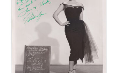 Signed portrait photograph of Marilyn Monroe in costume for 1951s Love Nest.