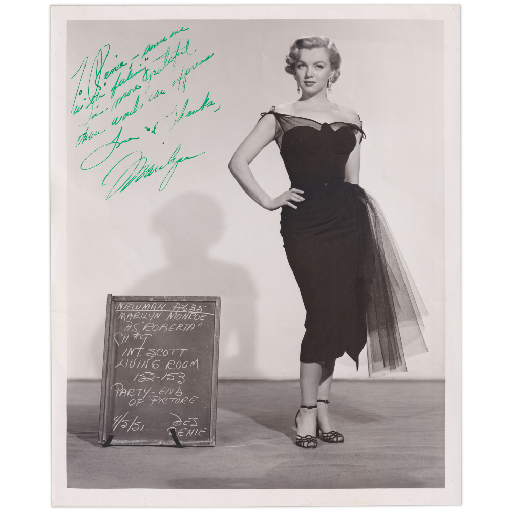 Signed portrait photograph of Marilyn Monroe in costume for 1951s Love Nest.