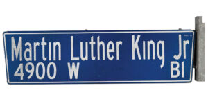 Martin Luther King Jr Boulevard road sign from Los Angeles.