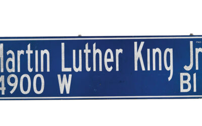 Martin Luther King Jr Boulevard road sign from Los Angeles.