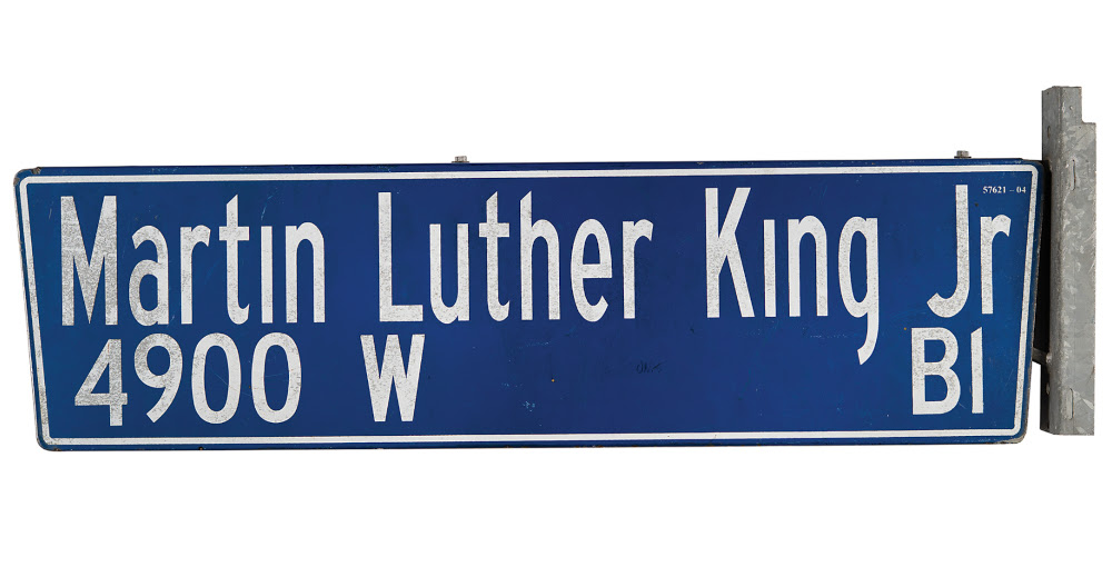 Martin Luther King Jr Boulevard road sign from Los Angeles.