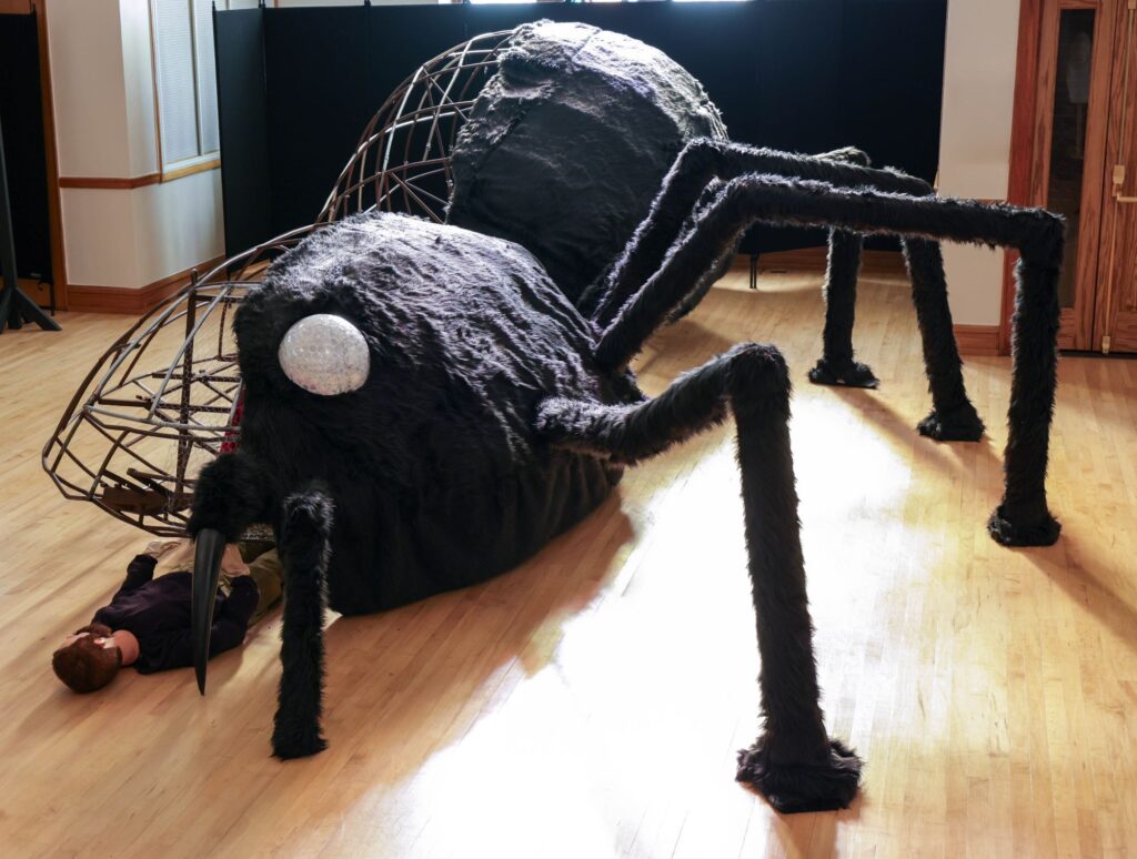 A giant spider prop from The Giant Spider Invasion! movie. 