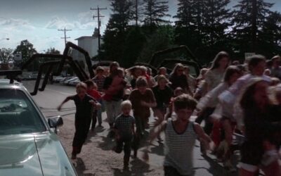 Crowd scene from the film the Giant Spider Invasion.