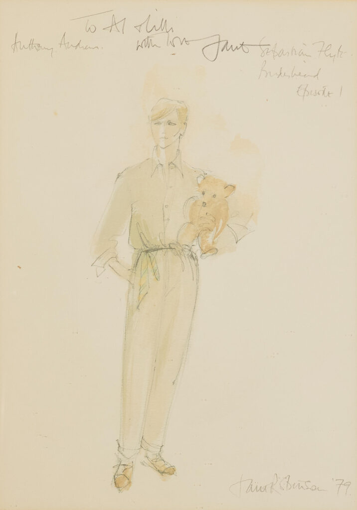 costume sketch of the character Sebastian Flyte from the 1981 TV series Brideshead Revisited.