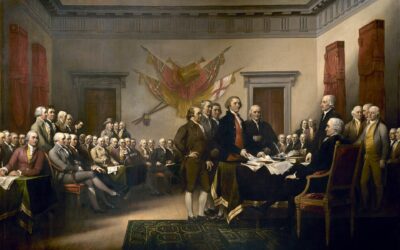 John Trumbull's painting of the signing of the United States Declaration of Independence.