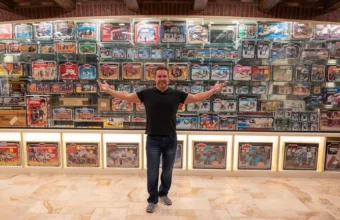 Jeff Jacobs with his action figure collection