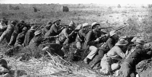 Boers in a trench, Battle of Mafeking, Second Boer War