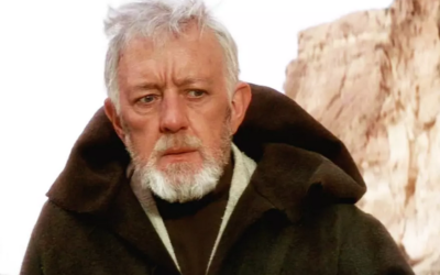 Alec Guinness as Obi-Wan Kenobi.