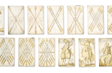 Set of German parcel gilt silver playing cards made by Michael Frommer in Augsburg in 1616.